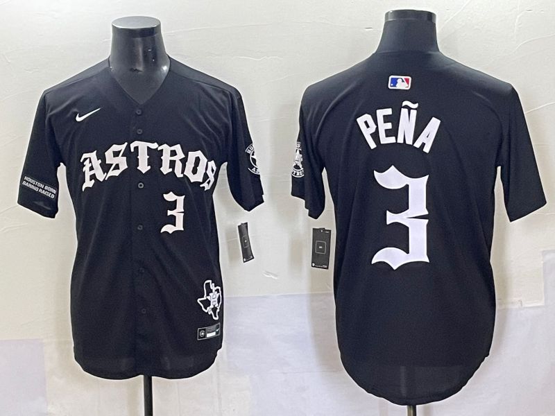 Men 2025 Houston Astros #3 Pena Black Seven generations Joint Name Nike MLB Jersey style 7045